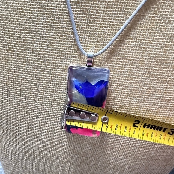 Pendant Necklace Artisan Unique OOAK Handmade Hand painted 2x1  abstract  4174 B - Picture 8 of 8